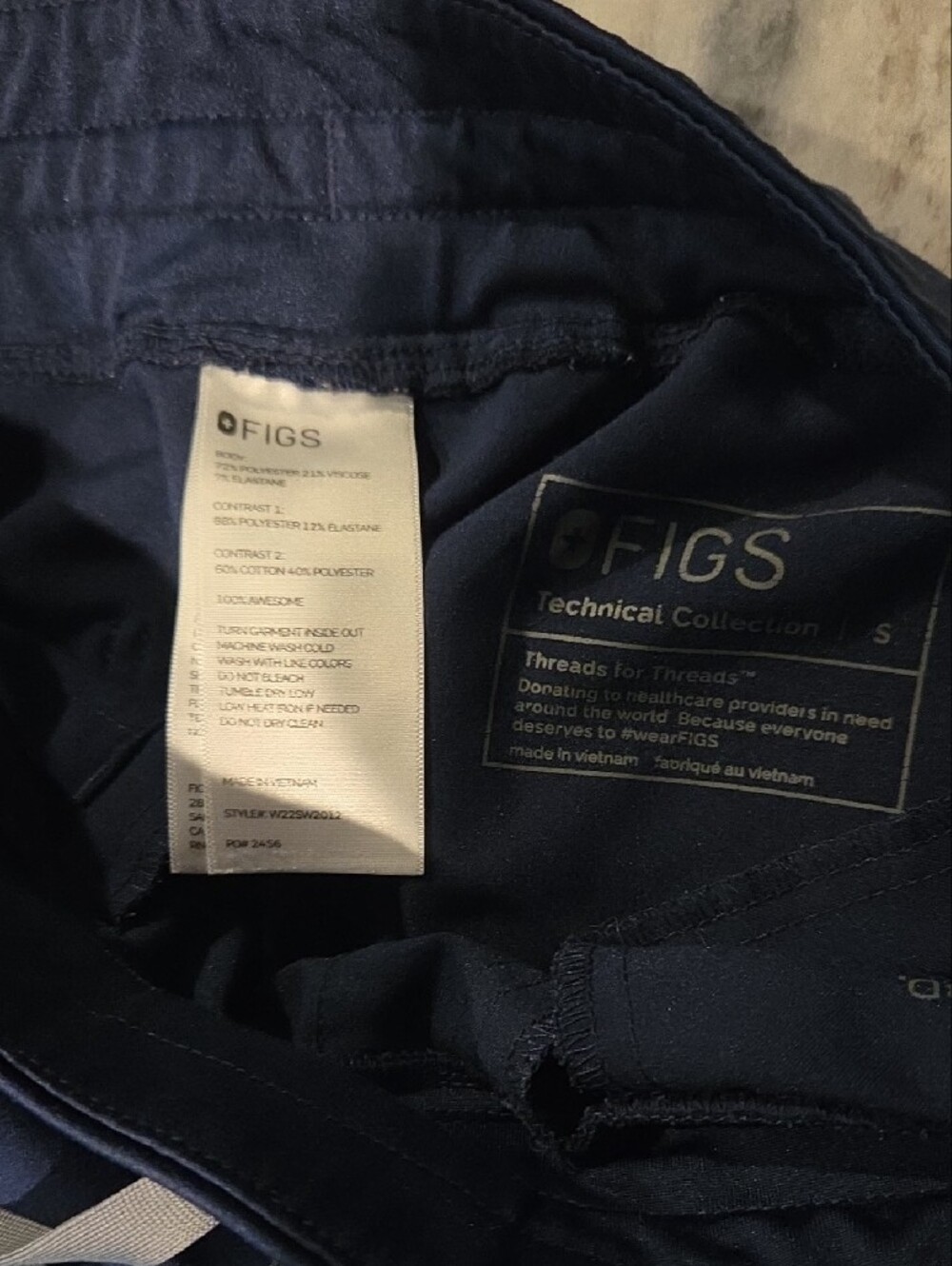 Navy Drawstring Scrub Pants - Picture 2 of 11